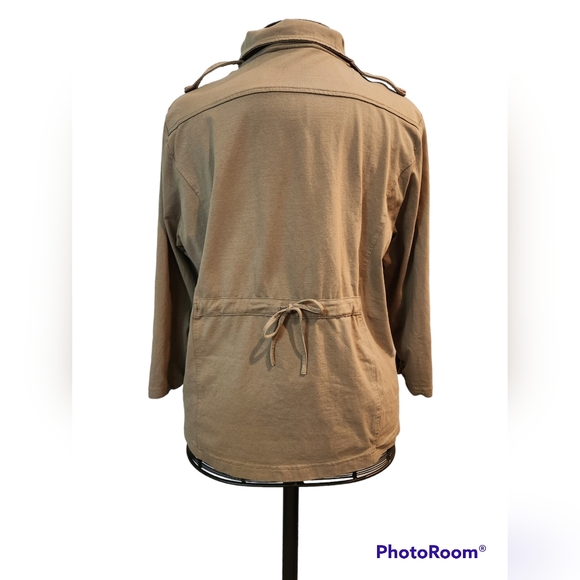 ERIN LONDON size 1X full zip cotton/spandex lightweight jacket. Olive green - Picture 2 of 8